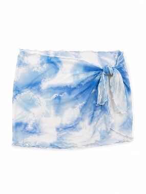 Victoria’s Secret Blue Mesh Tie Dye Mini Sarong Cover Up Skirt Small